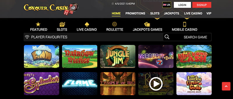 conquer casino online screenshot games